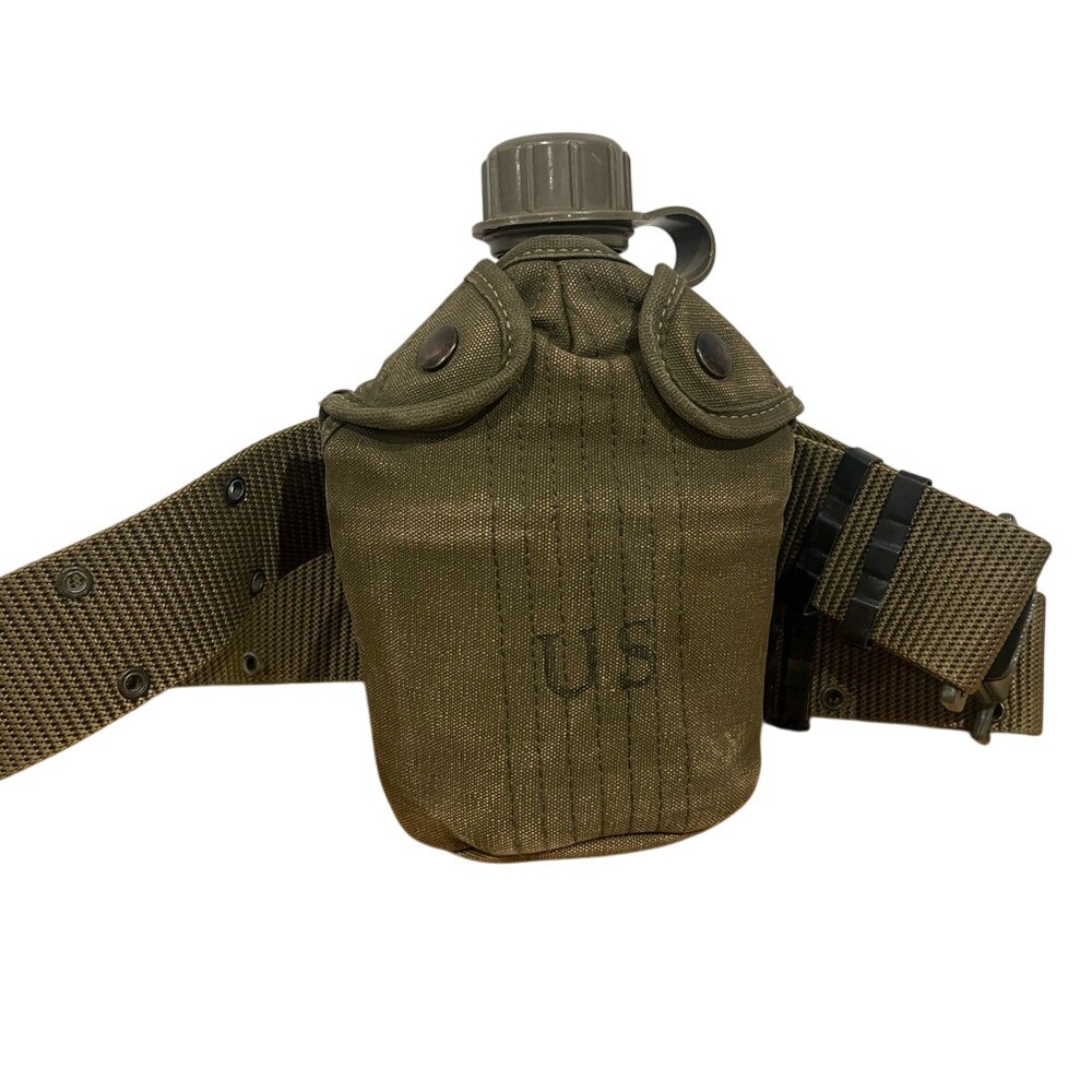US Military Canteen Mess‎ Kit Olive Drab Canvas Cover Belt Set Vintage 1964